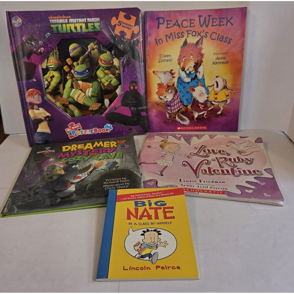 Children's Book Lot TMNT Puzzle Book Big Nate Scholastic Picture Books 5 Books